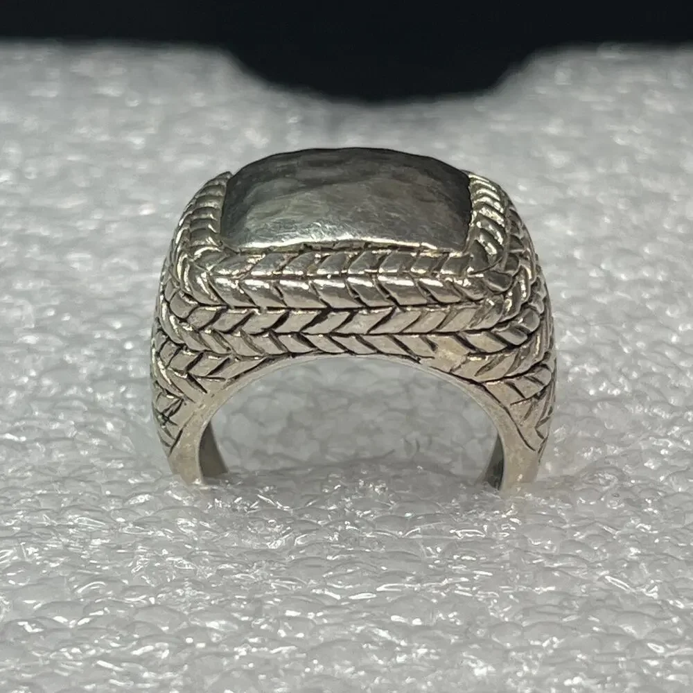 vintage silpada sterling silver 925 Square Dome No Stone Ring Wheat Size 6 - 6,5